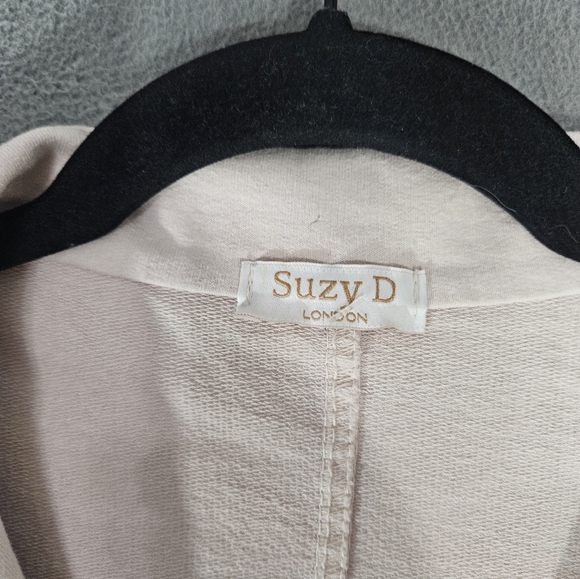 Suzy D London Womens Medium Blazer Jacket Light Pink Cotton Double Button - Picture 3 of 8